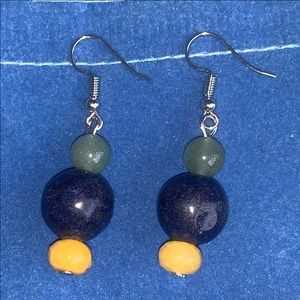 925SS  Lapis Lazuli Green aventurine earrings